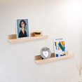 thumbnail image 7 of Fusion  Picture Ledge Shelf, Small Floating Shelves Set of 2, 16 Inches Nursery Book Shelves for Toys Storage, Kids Bookshelf Wall Mounted for Living Room Bedroom Decor Books Photo Frames,Natural, 7 of 7