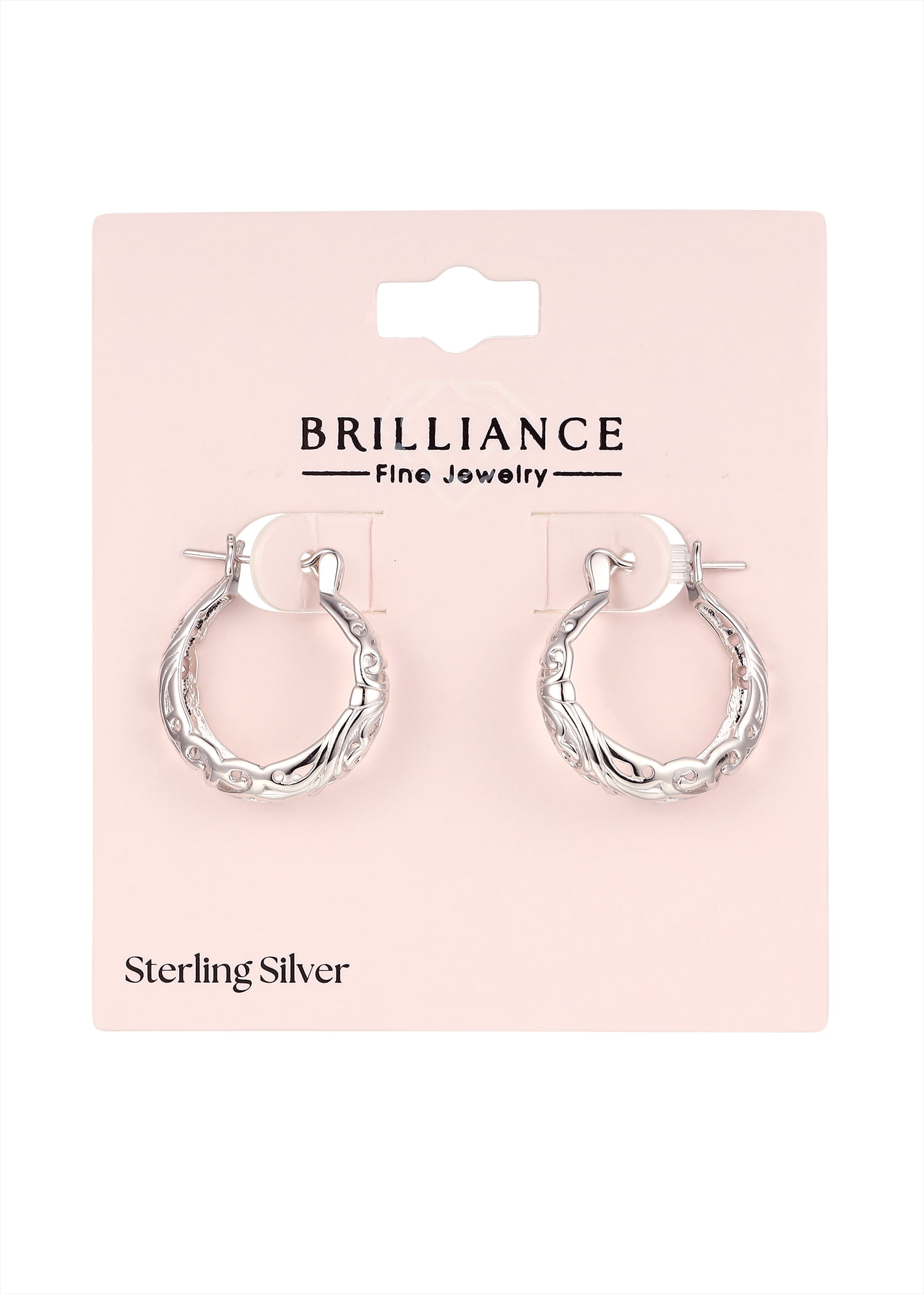 Brilliance Fine Jewelry Filigree Hoop Earrings in Sterling Silver 18MM