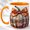 Orange, variant on Bow Pumpkin Coffee Mug, Mosaic Autumn Mug, Ceramic 11 oz