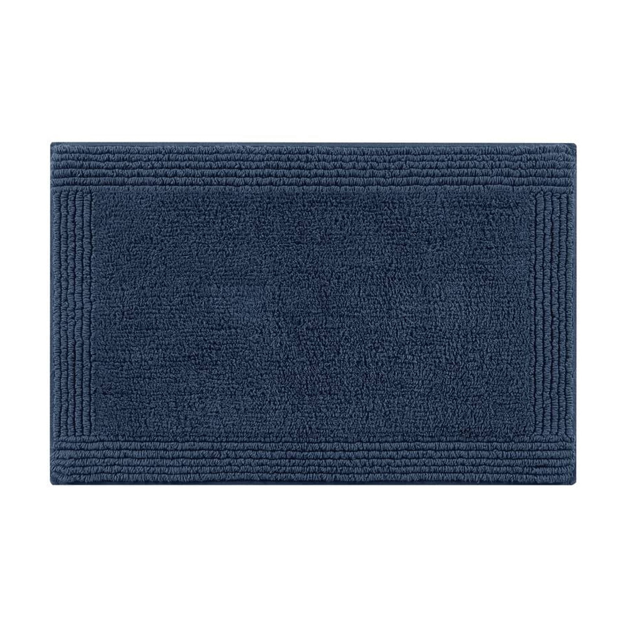 24x36 Inches Reversible Bath Rug, 100% Cotton 3000 GSM Tufted Bath Mat, Navy Luxury Soft Plush Bathroom Rug for Bathroom Shower Floor Home Decor