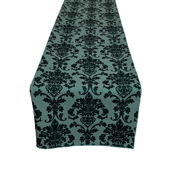 Poplin Damask Table Runner Green Teal