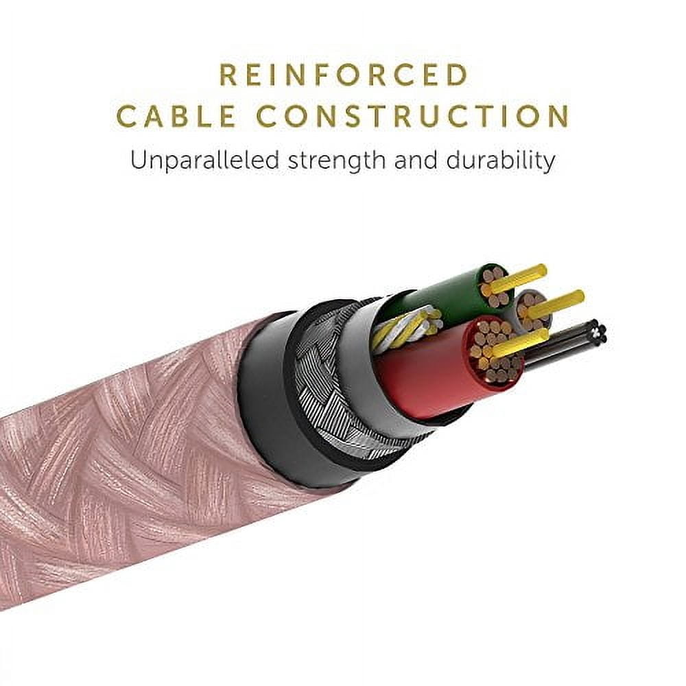 Native Union Belt Cable Pro - 100W USB Type C - 8ft Ultra-Strong Charging Cable for Laptop (Rose)