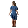 thumbnail image 5 of FYEGRE Elegant Girls Dress with Ruffled Hem Design for Carnival Party Performance and Hippie Cowboy Themed Events Blue 4-5 Years, 5 of 6