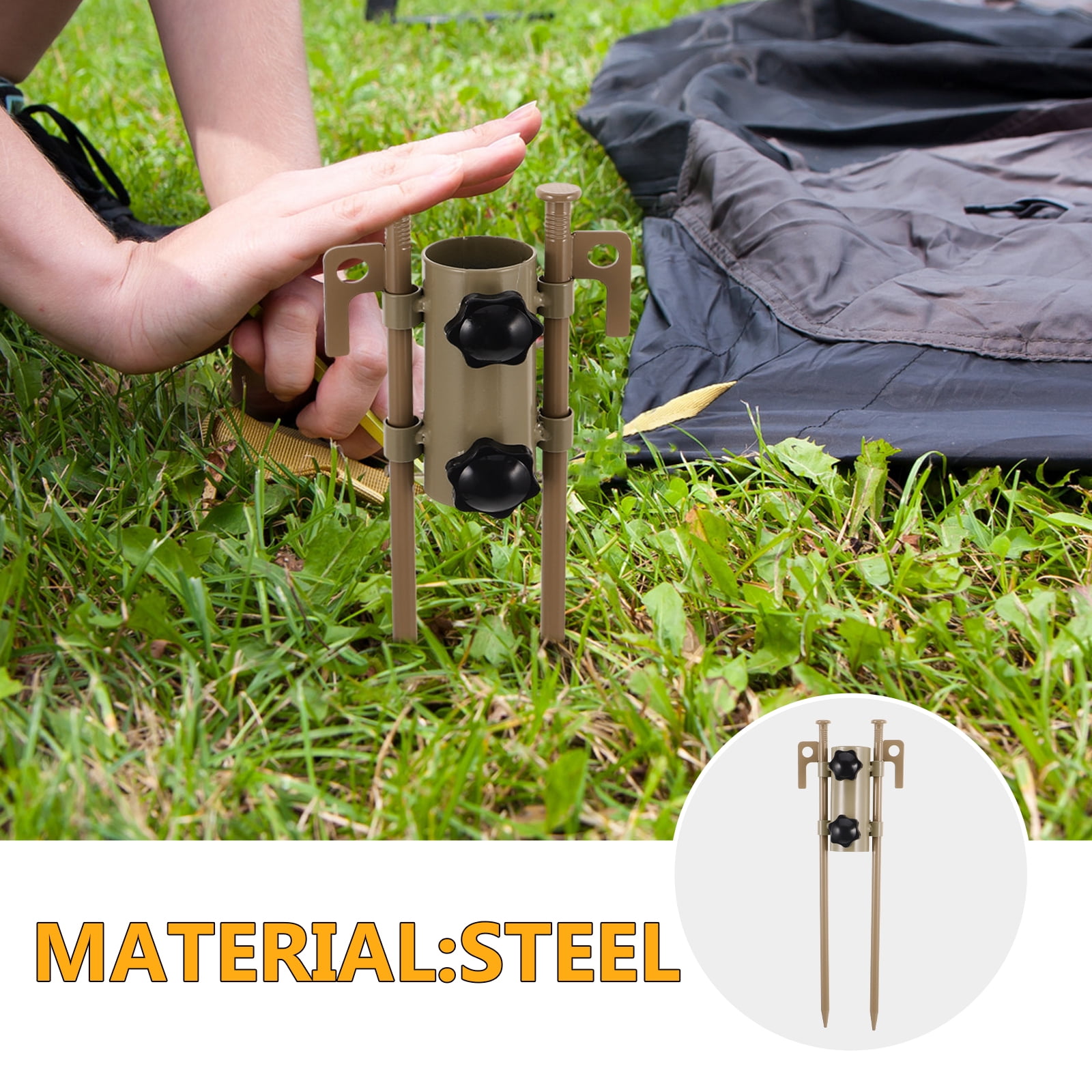 unbranded 6pcs Outdoor Camping Tent Poles Stakes Set Adjustable Tarp Poles With Heavy Duty Aluminum Tent Stakes For Beach And Snow, Includes Tent Pegs And Hammer