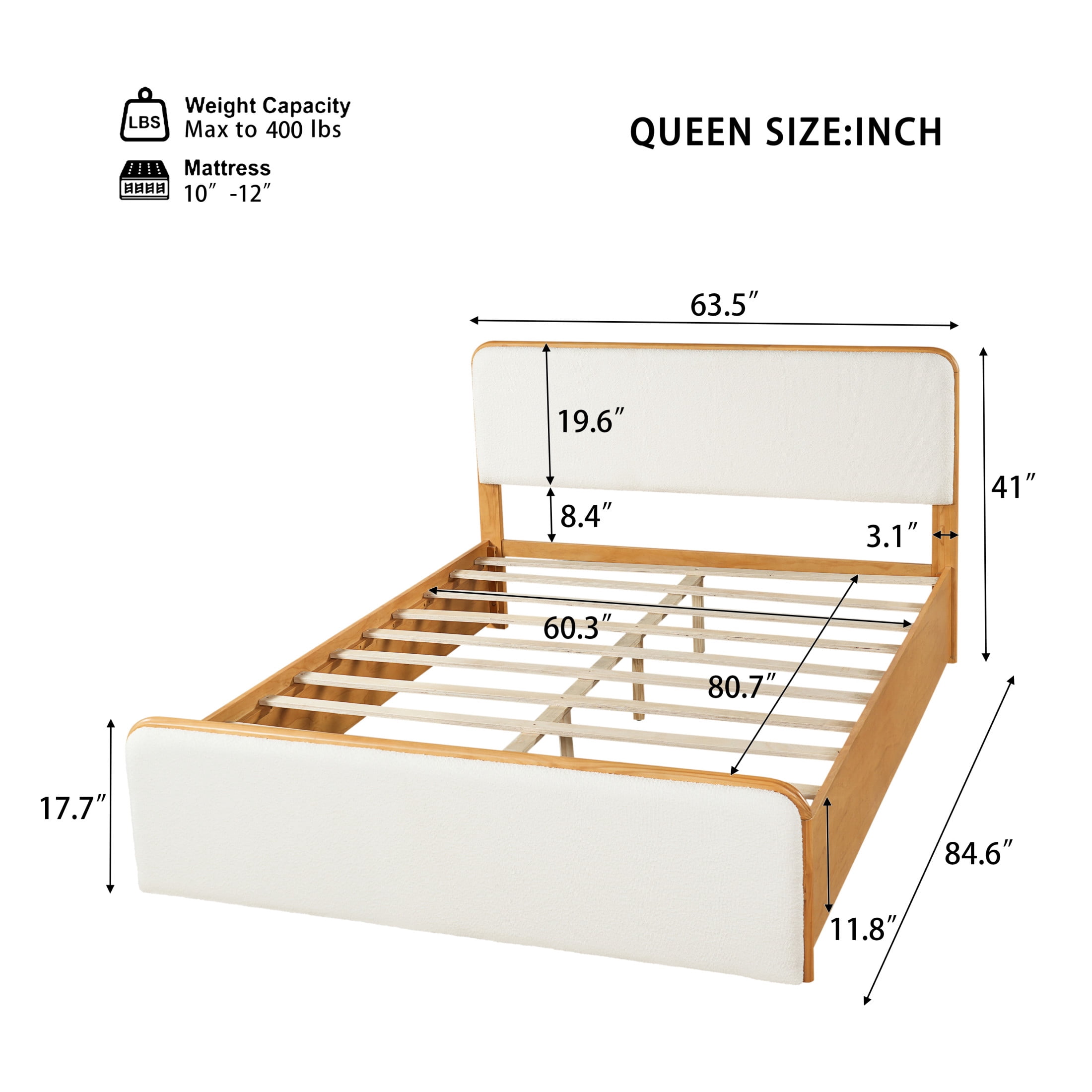 Christopher Knight Home Modern Queen Wood Bed Frame with Upholstered Headboard and Footboard, Natural