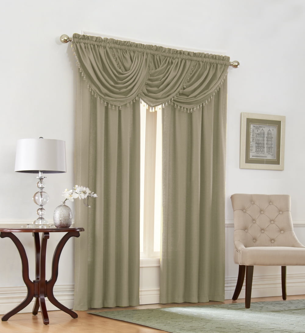 Emerald Crepe Heavy Textured 5 Piece Complete Window Curtain Set By