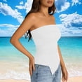 thumbnail image 5 of BLVB Going out Tube Tops for Women Trendy Summer Asymmetrical Ruched Strapless Bandeau Cami Shirts Ribbed Knit Spring Clothes, 5 of 8
