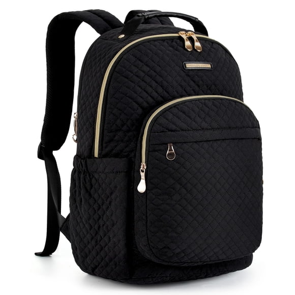 LIGHT FLIGHT Travel Laptop Backpack for Women, 15.6 Inch Laptop Backpack with USB Charging Hole Water Resistant Computer Backpack for Work, Quilted B