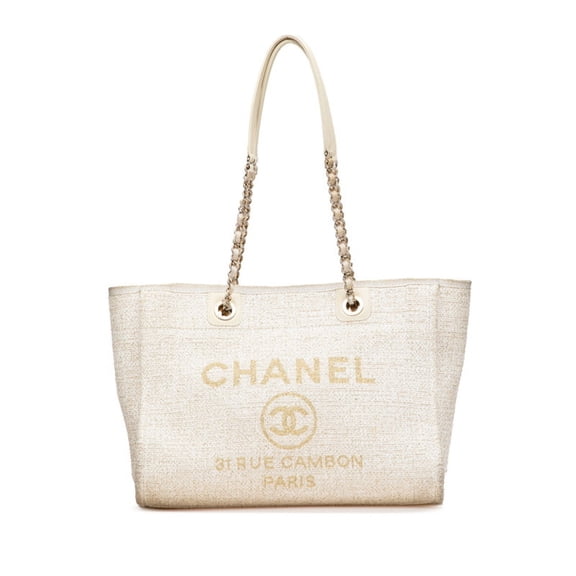 Pre-Owned Chanel Women's Canvas Shoulder Bag,Tote Bag White (Good)