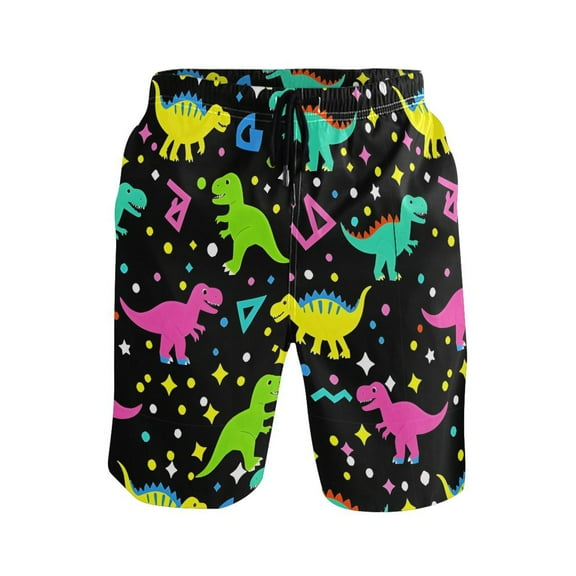 joogoo Men's Swim Trunks Dinosaur Beach Shorts with Pockets M