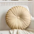 thumbnail image 6 of Round Throw Pillow Velvet Home Decoration Pleated Round Pillow Cushion for Couch Chair Bed Car (Apricot), 6 of 6