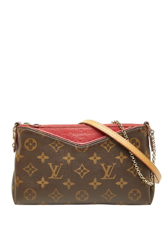 Pre-Owned Louis Vuitton Monogram Pallas Clutch Chain Handbag Shoulder Bag 2WAY M41638 Brown...
