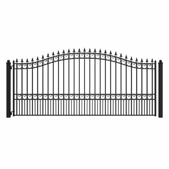 ALEKO Single Swing Steel 14 x 6 feet Black Driveway Gate London Style