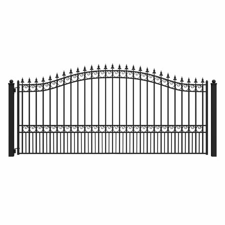 ALEKO Single Swing Steel 14 x 6 feet Black Driveway Gate London Style