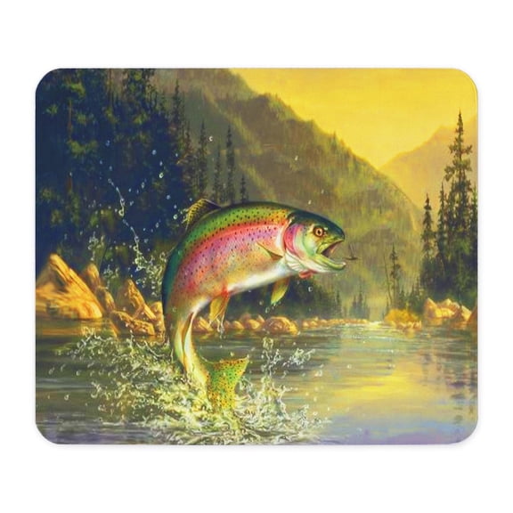 CafePress - Rainbow Trout Jumping Mousepad - Non-slip Rubber Mousepad, Gaming Mouse Pad
