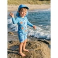 thumbnail image 5 of BemeyourBBs 2pcs Toddler Baby Boys One Pieces Swimsuit with Sun Hat Infant Boy Bathing Suit Long Sleeve Starfish Lobster Print Upper Zipper Rash Guard Swimwear Summer Beachwear, 5 of 9
