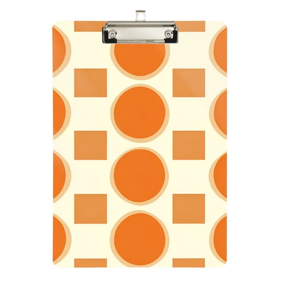 FORMRS Acrylic Clipboard with Low Profile Clip Standard A4 Letter Size, 12.5" x 9", Orange Geometric Pattern