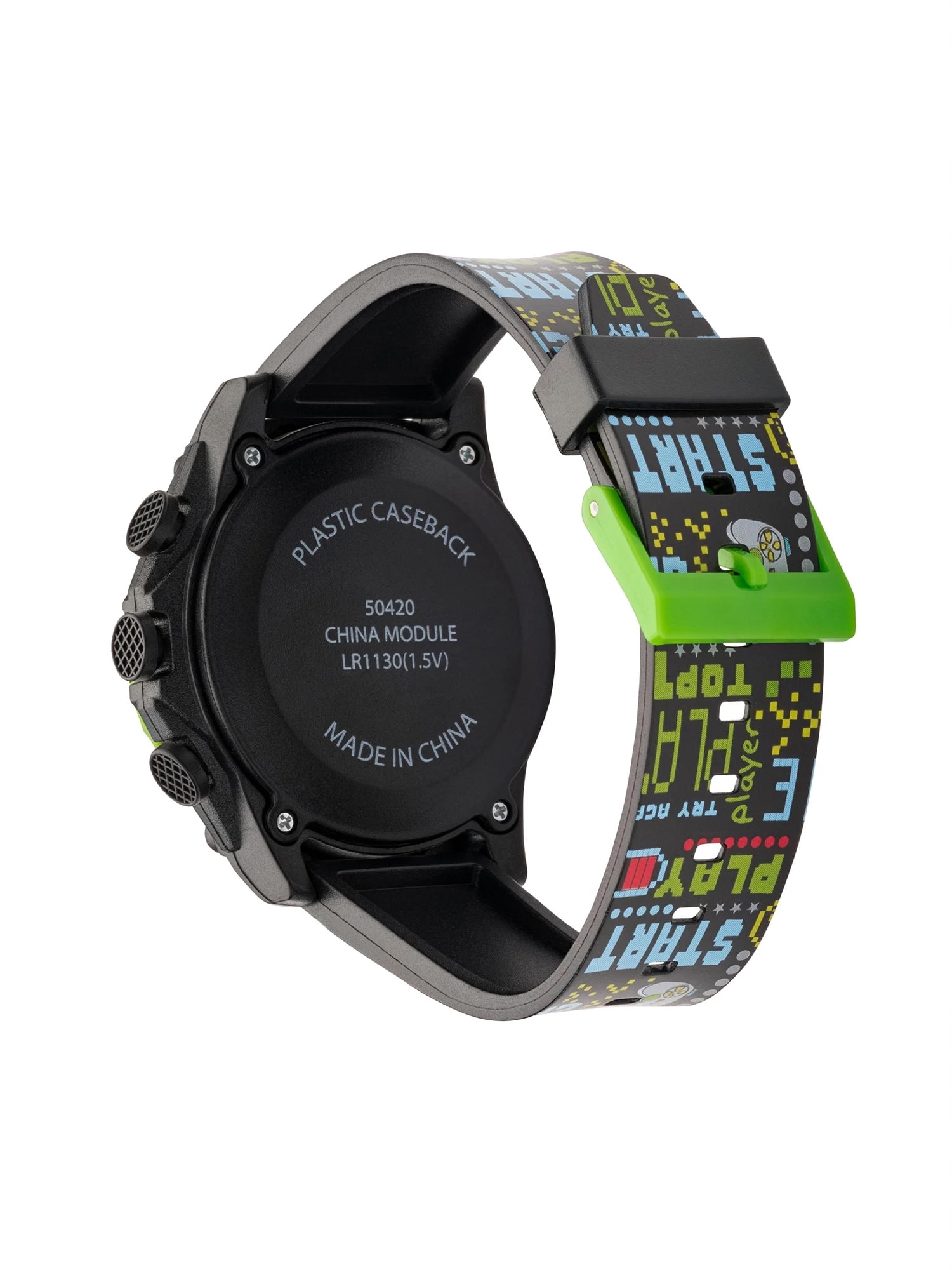Wonder Nation Kids Gamer Round LCD Digital Watch, Black