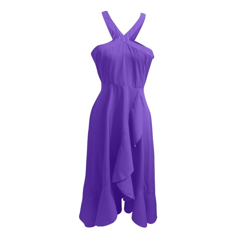 Floral Dress For Women, 2025 Elegant Classy Sleeveless Sexy Evening Dress  Prom Ruffle Black Jumpsuit Women Dressy Prime Day Deals Dresses Curvy Cute  Summer Dresses Halter (L, Purple) ZMTing - Walmart.com