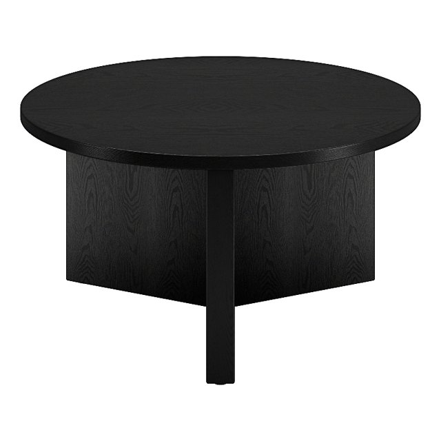 Henn&Hart Table Basse Ronde 32 Pouces en Bois Manufacturé Grain Noir