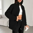 thumbnail image 4 of Antinious Plus Size Jackets for Women Trendy Solid Long Sleeve Lapel Zipper Jacket with Pockets,Trench Coat Women,Fall Coats,Black,XXXL, 4 of 5