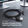 thumbnail image 3 of Powertek Frosty MFi Certified USB-A to Lightning Braided Charging Cable, 6 ft, Black, 3 of 7