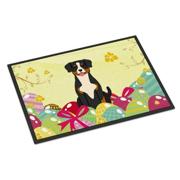 Carolines Treasures BB6038MAT 18 x 27 in. Easter Eggs Entlebucher Indoor or Outdoor Mat