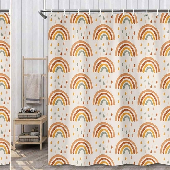 ColorSplash Boho Rainbow Shower Curtain - Waterproof, Cute & Colorful Bathroom Decor for Kids