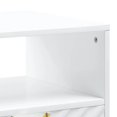 thumbnail image 2 of Tyra 22 Inch Wood End Table with Open Space, Wave Pattern, White, Gold, 2 of 5