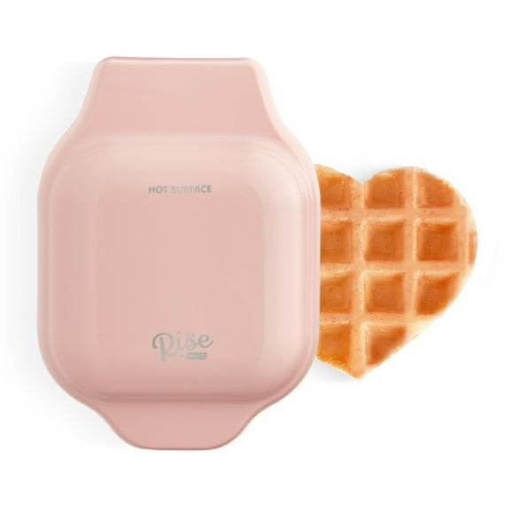 Rise by Dash Heart Mini Maker for Individual Waffles, Hash Browns, Keto Chaffles, Non-Stick, 4 inch - Pink Heart