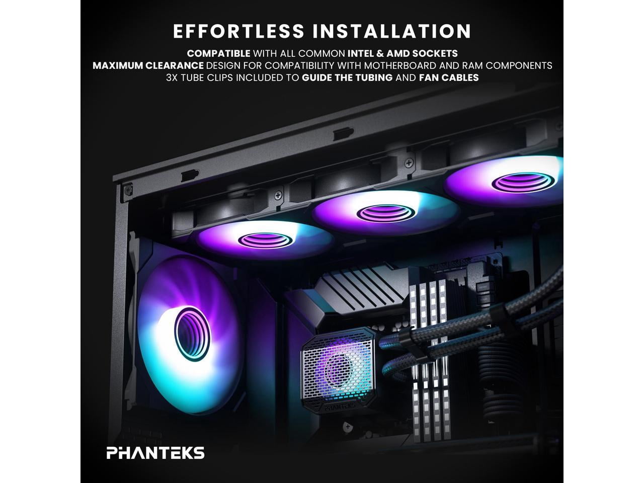 Phanteks Glacier One 360M25 G2 AIO Liquid CPU Cooler, Black, RGB Pump Cap Design, 3x Performance 120mm M25 G2 PWM RGB Fans, for Intel LGA 1700, 1851, 1200, 115x and AMD AM4/AM5 sockets, Black