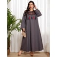 thumbnail image 3 of AURA Plus Size Summer Maxi Dress Loose A Line Embroidered Long Sleeve Modest Dress, 3 of 10