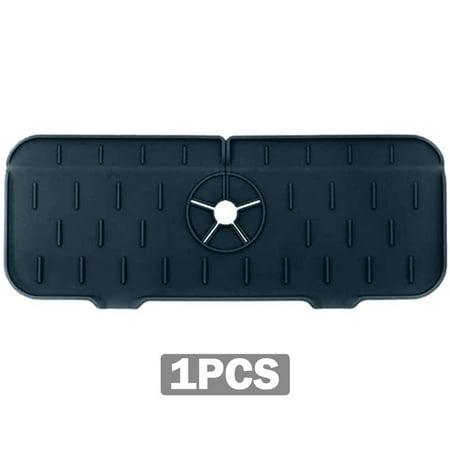 

1pcs Kitchen Faucet Sink Splash Guard Silicone Faucet Water Catcher Mat – Sink Draining Pad Behind Faucet Rubber Drying Mat for Kitchen & Bathroom Countertop Protect(black)
