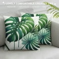 thumbnail image 3 of QZHH Green Tropical Leaves Throw Pillow Covers Decorative Monstera Palm Leaf Couch Pillow Case Botanical Plant Outdoor Pillow Covers Waterproof Fabric for Patio Bedroom Living Room, 3 of 5
