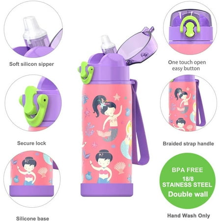 16 Oz Insulated Water Bottle With Straw For Kids Durable Stainless Steel Leak Proof One Click Open Soft Sipper Protective Silicone Boot Unicorn Walmart Canada 16 Oz Insulated Water Bottle With Straw For Kids Durable Stainless Steel Leak Proof One Click Open Soft Sipper Protective Silicone Boot Unicorn Walmart Canada