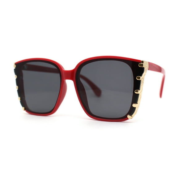 Womens Ornate Metal Side Jewel Butterfly Diva Sunglasses Red Black