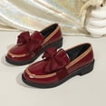 thumbnail image 5 of Miluxas Women's Bowknot Thick Sole Loafers, Work office Business Casual Spring & Fall Casual Patent Leather Dress Shoes Wine 9.5(43), 5 of 9