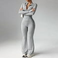 thumbnail image 5 of Womens Two Piece Tracksuit Yoga Set Long Sleeve Zipper Jacket with Athletic High Waist Flare Leggings Workout Outfit, 5 of 5