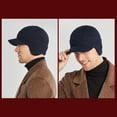 thumbnail image 3 of Winter Beanie Hat, Warm Earflap Hat Knitted Newsboy Hat - Winter Hat with Visor for Men Outdoor Activity, 3 of 7