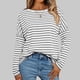 thumbnail image 4 of Camisas de Larga para Mujer, Blusas de Rayas con Bloques de Color, Ropa de Moda de Otoño, Blusas con Cuello Redondo Gris XXL, 4 of 8