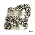 thumbnail image 6 of Sylvtty Party Ring Electroplating Polished Surface Geometric Flower Patterns Unfading Gift Giving Finger Band Adjustable Vintage Spoon Open Ring Jewelry Accessory, 6 of 8