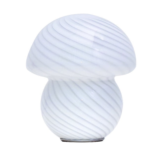 Lámpara de mesa con forma de hongo, de cristal, for dormitorio, mesita de noche, cálida y pequeña, luz nocturna.