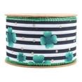 thumbnail image 5 of LaRibbons 2 1/2" Wired Ribbon | Black/White Stripe Shamrock | 10 Yard Roll, 5 of 7