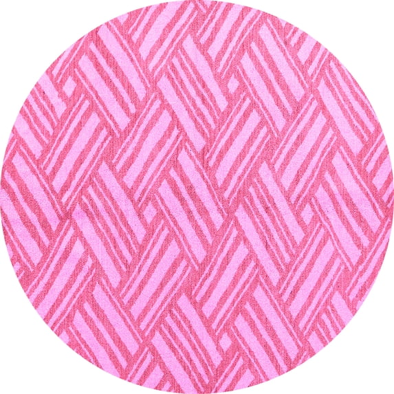 Ahgly Company Indoor Round Abstract Pink Modern Area Rugs, 8' Round