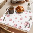thumbnail image 3 of Pink Coral Coastal Placemats Set of 6 Nautical Summer Beach Ocean Sea Place Mats Indoor Wipeable Table Mats Washable Cloth Dining Table Placemats for Kitchen Holiday Party Home Decor 13x19 Inch, 3 of 9