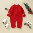 thumbnail image 2 of Baby Girls Boys Christmas Rompers Winter Red Reindeer Knitted Newborn Infant Netural Jumpsuits Playsuits Toddler Clothes Outfits, 2 of 6