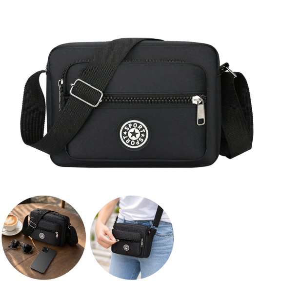 Clossjun Women Nylon Crossbody Bags Adjustable Belt Lightweight Daypacks Casual Flexible Waist Packs For Work Out Back To School Black