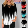 thumbnail image 1 of T-Shirt Dégradé Imprimé Manches 3/4 pour Femmes Tunique Décontractée, 1 of 3