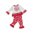 thumbnail image 2 of Musuos Toddler Girls Valentine's Day Outfits 1-6T Letter Heart Print Long Sleeve Tops and Elastic Flare Pants Set 2 Piece Clothes, 2 of 10