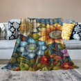 thumbnail image 2 of ARISTURING  Floral Throw Blanket, Vibrant Color Boho Flowers Blossom Cozy Decor Throws for Sofa Bed Couch Chair or Dorm, 2 of 6